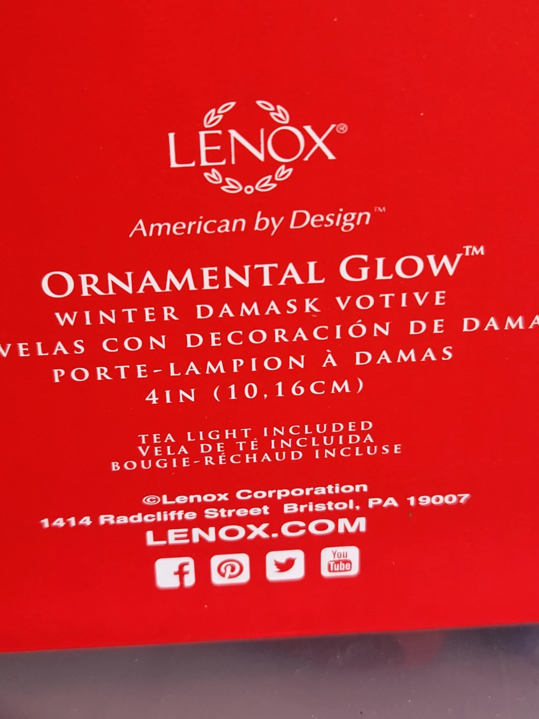 Lenox Ornamental Glow Winter Damask Votive - photo 2