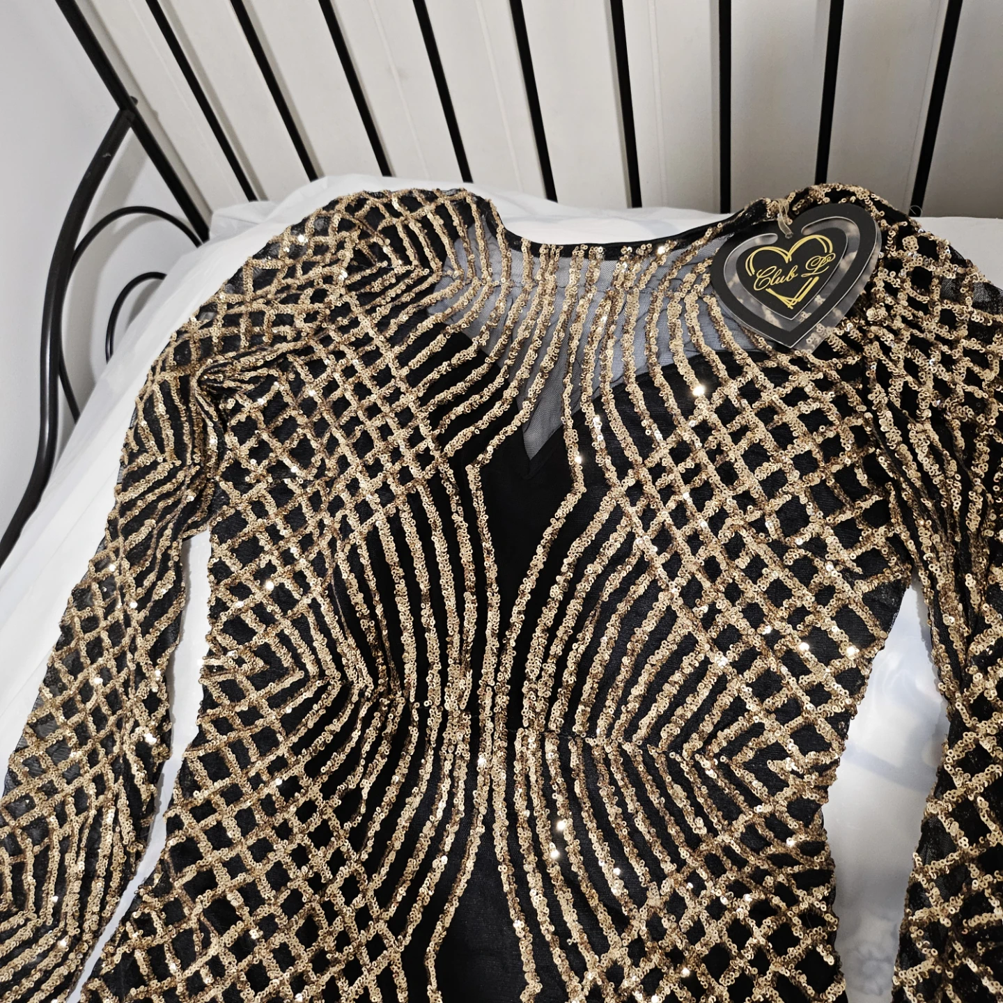 Club L London Black and Gold Sequin Dress - photo 3