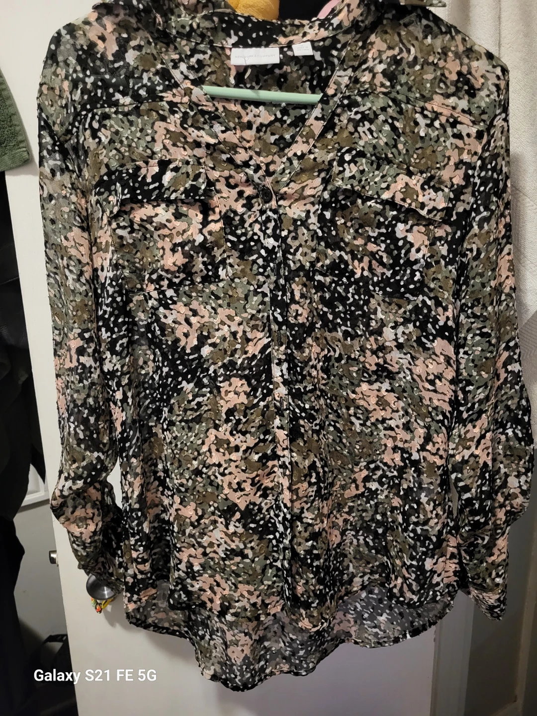 New York & Company Camo Print Button-Down Shirt - photo 5