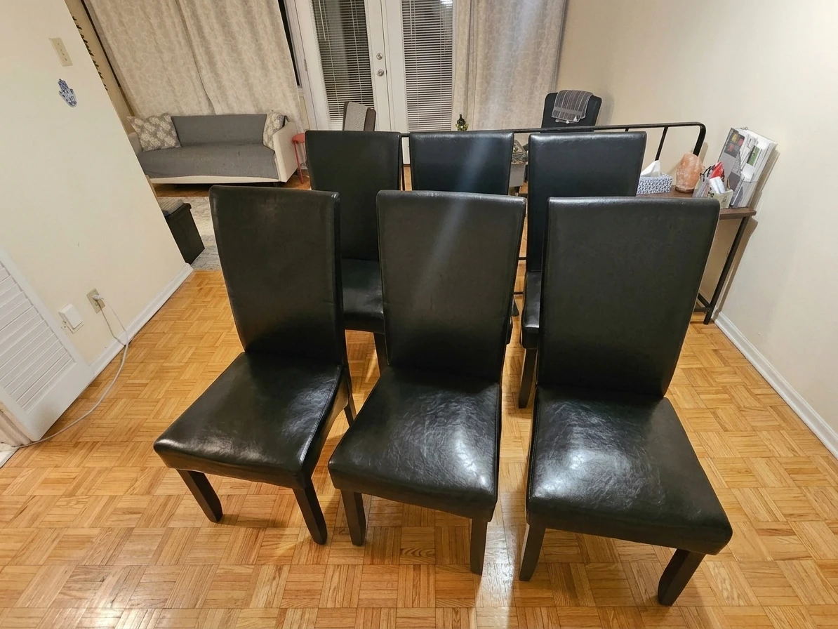 Set of 6 black upholstered dining chairs - photo 2