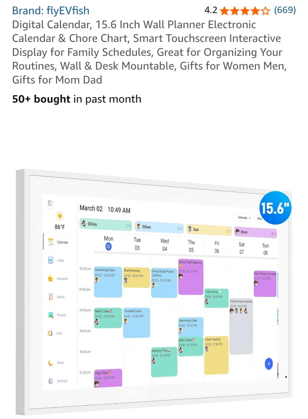 FlyEVfish Digital Calendar,15.6 Inch Electronic Calendar