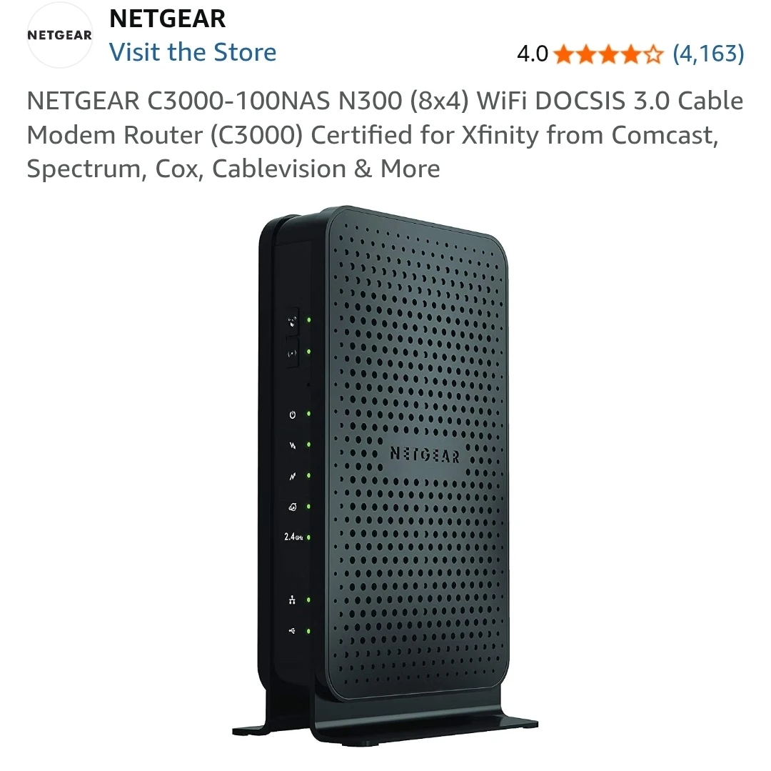 Netgear N300 WiFi DOCSIS 3.0 Cable Modem Router