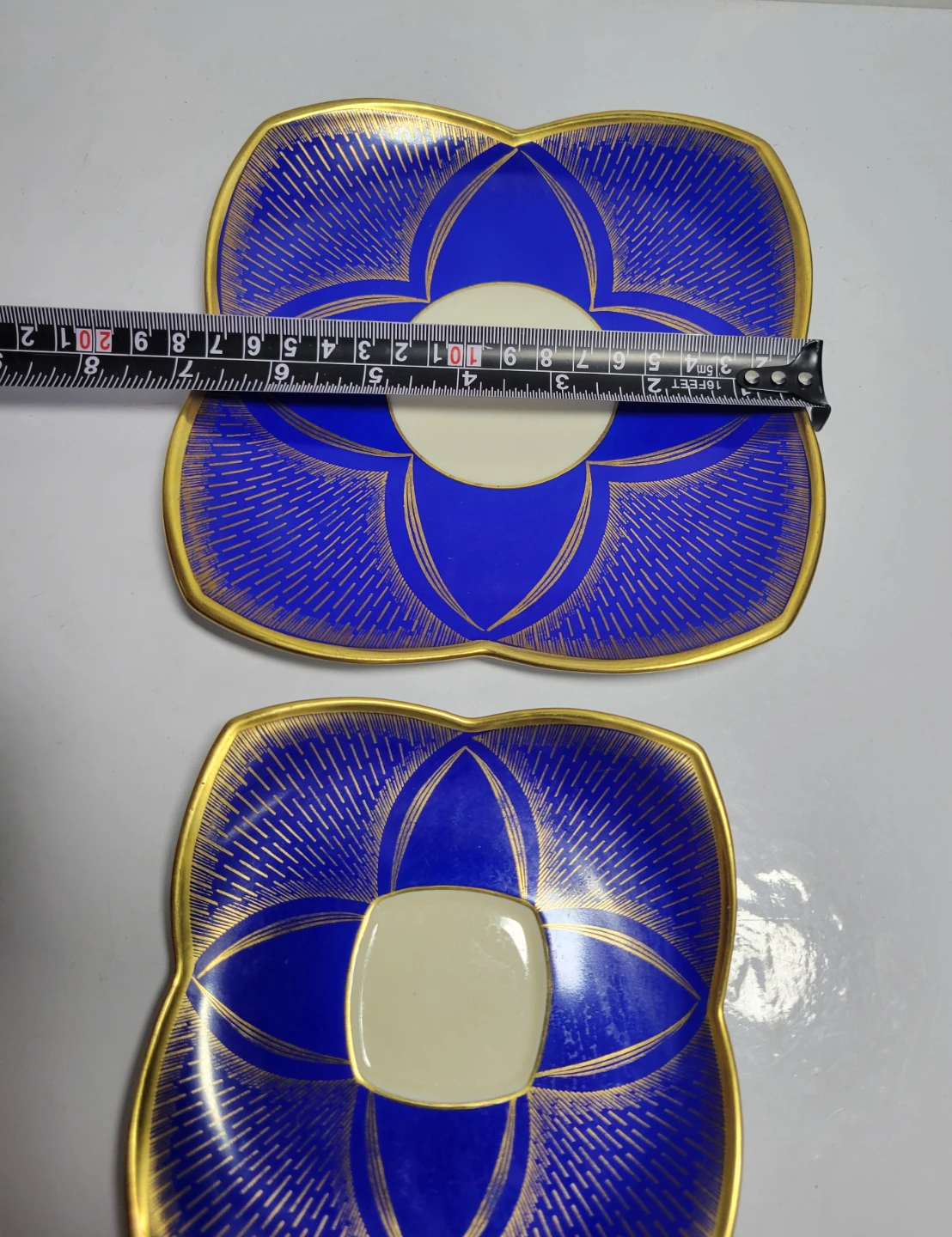 Vintage Blue & Gold Porcelain Cup, Saucer & dessert plate Set - photo 3