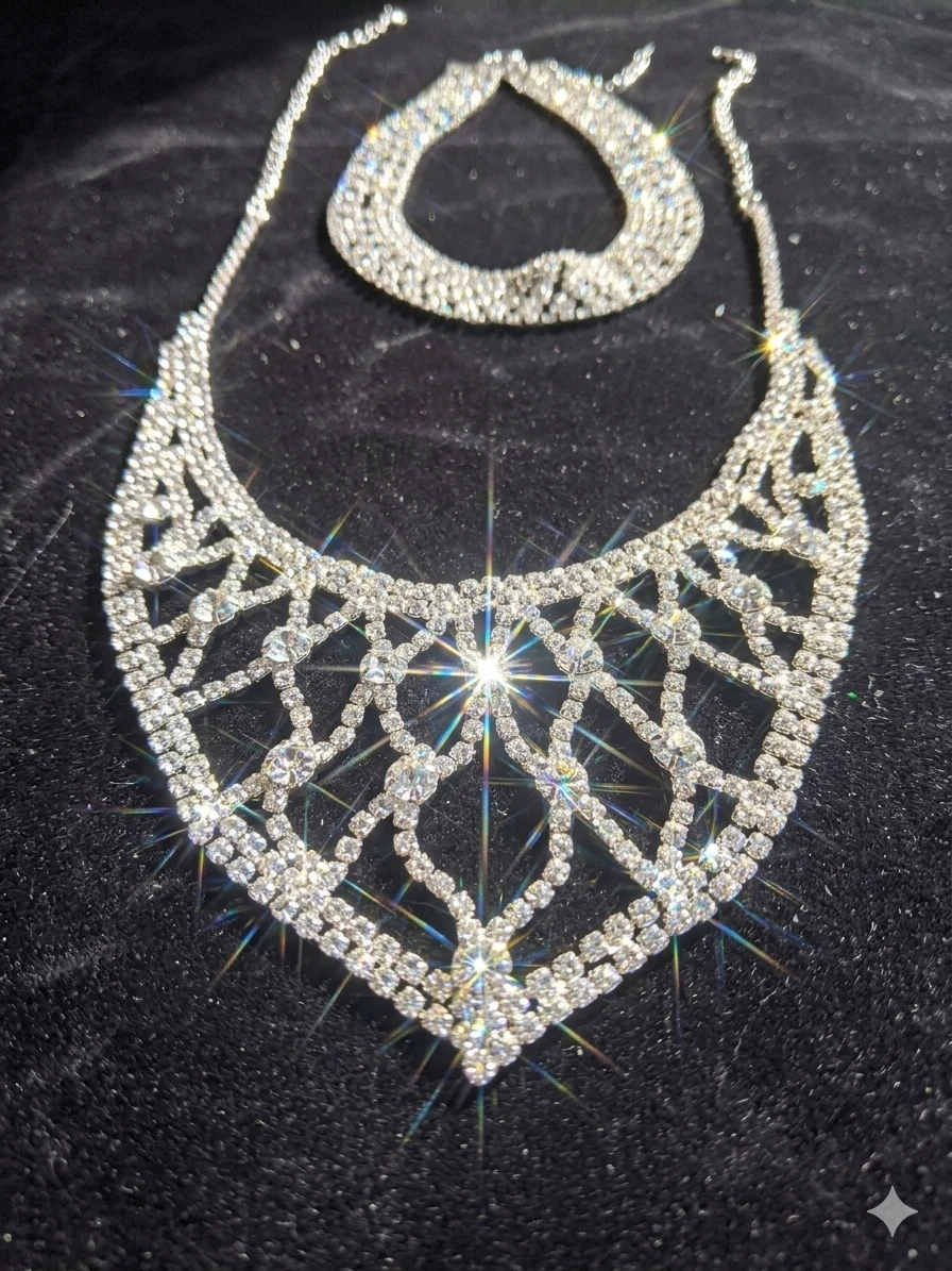 Rhinestone necklace and bracelet set - photo 2
