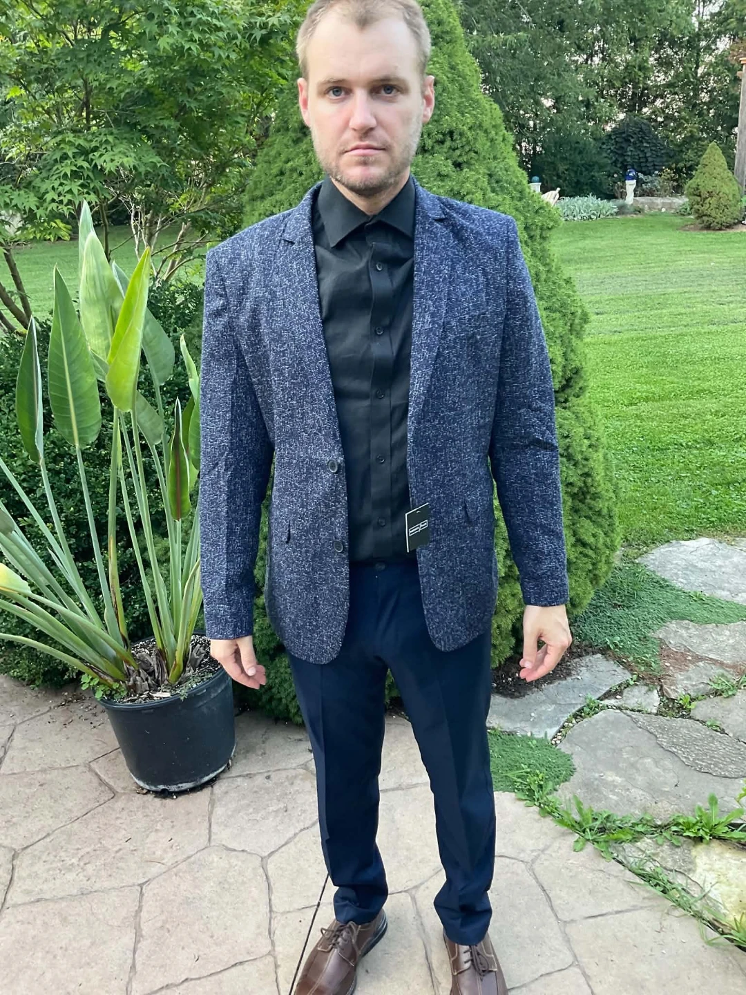 Proper Pair Navy Textured Blazer - photo 4