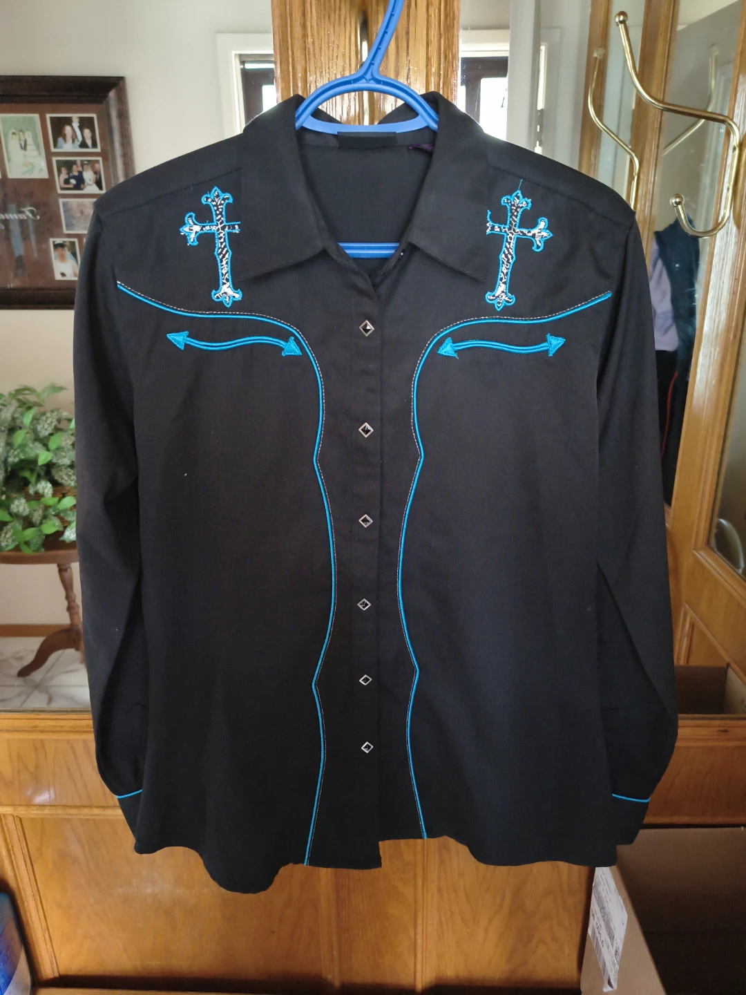 Wrangler Black Western Shirt with Turquoise Embroidery