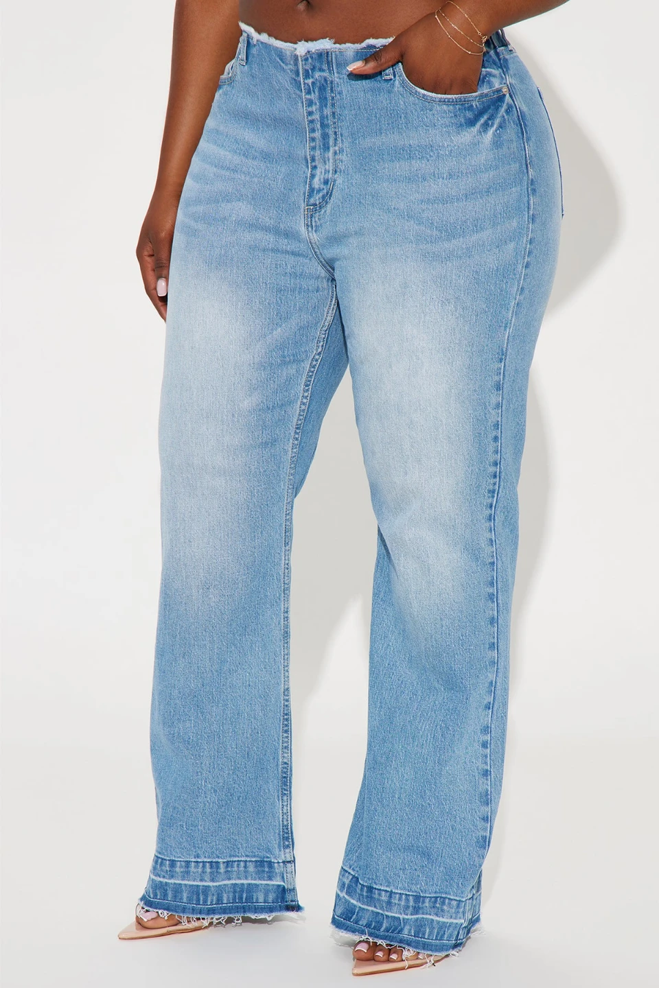 Fashion Nova Wide Leg Jeans Light Wash - photo 3