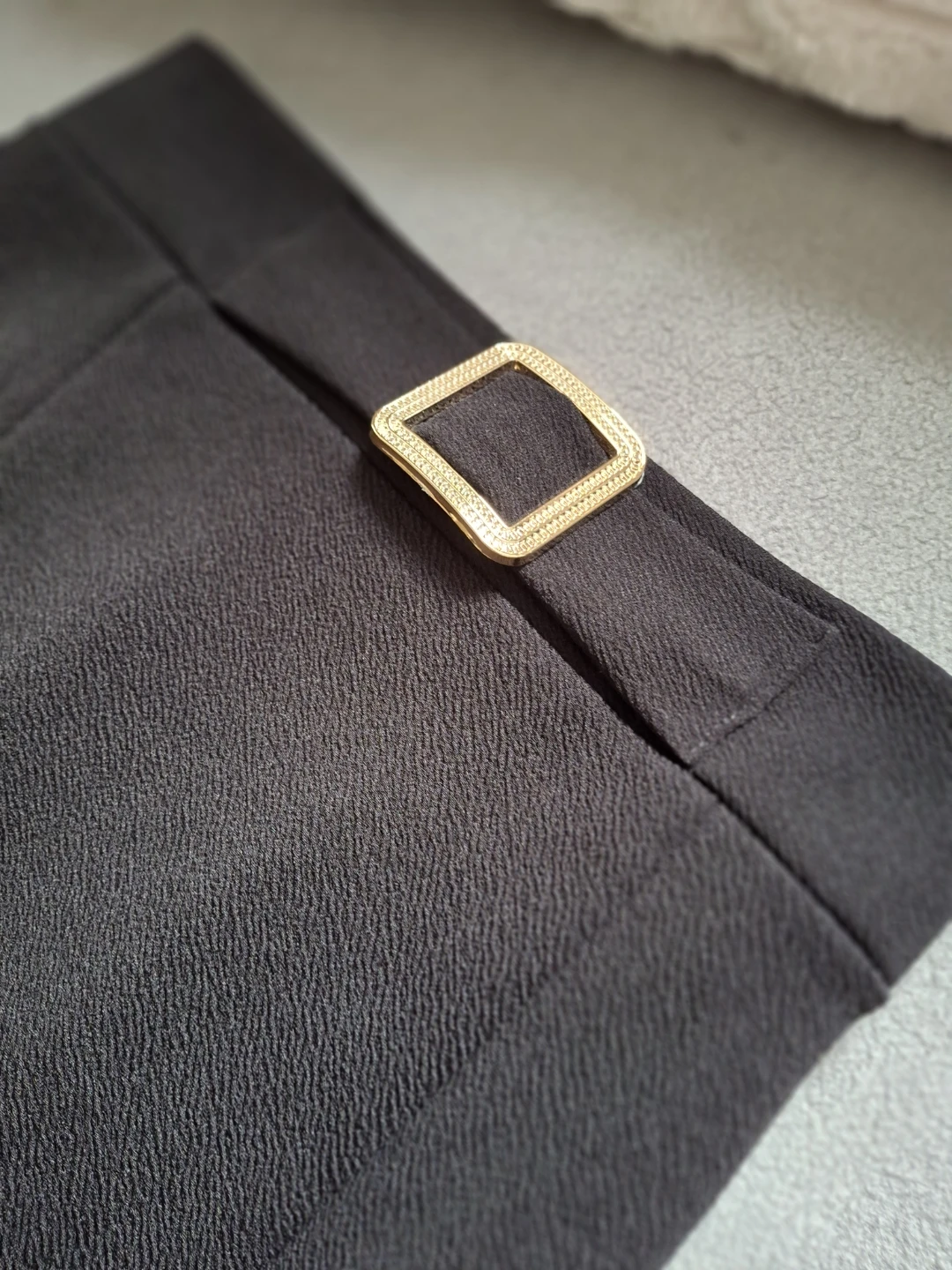 Black Midi Skirt with Gold Buckle