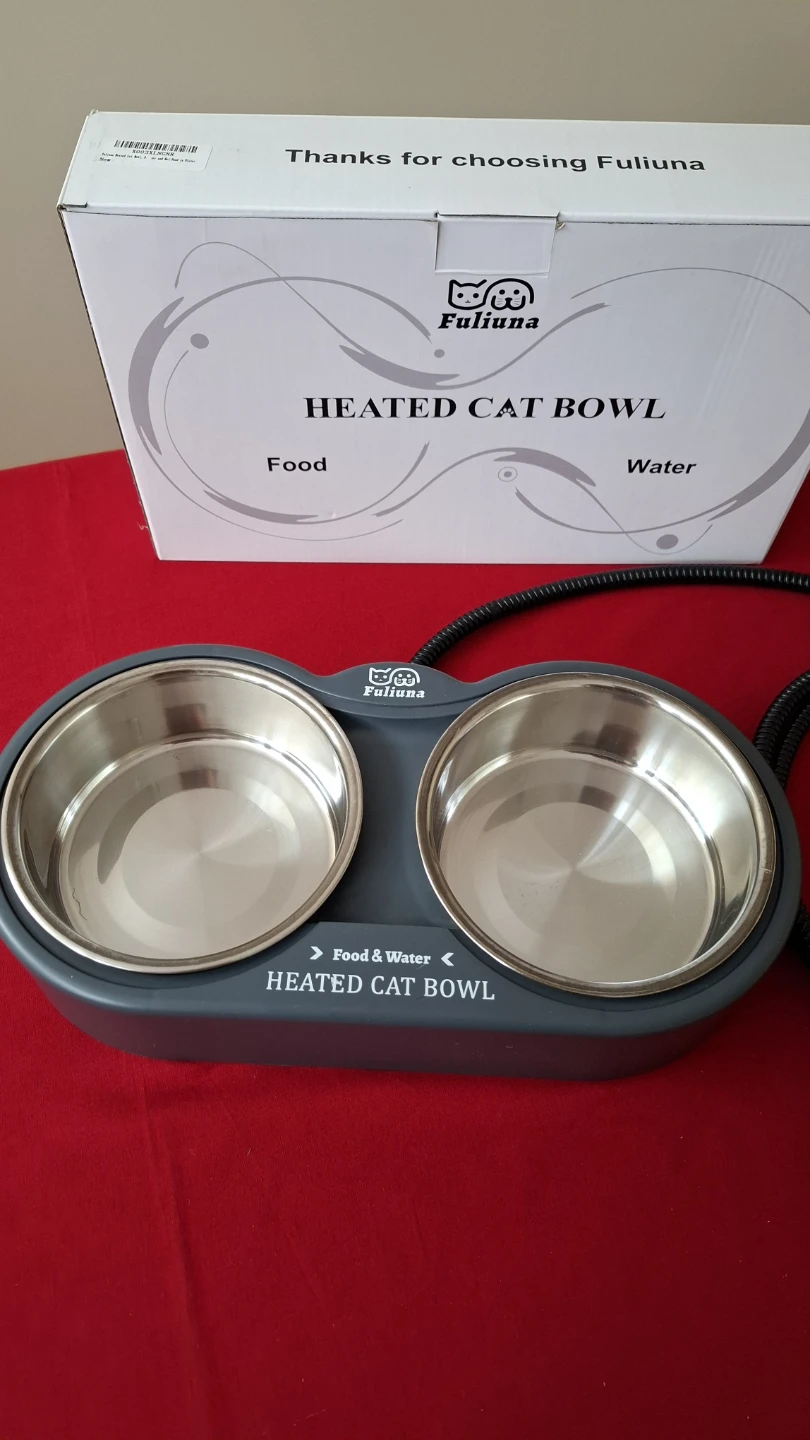 Fuliuna Heated Cat Bowl with Stainless Steel Bowls - photo 2