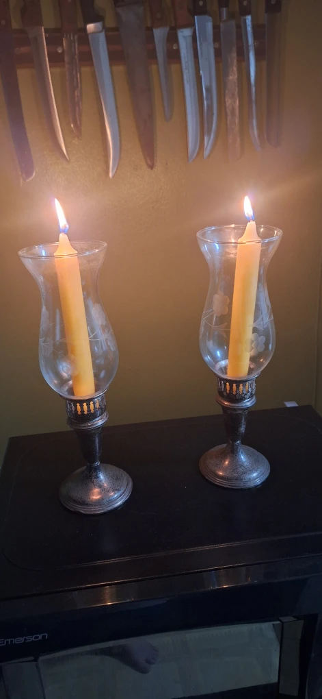 Two Silver Candle Holders