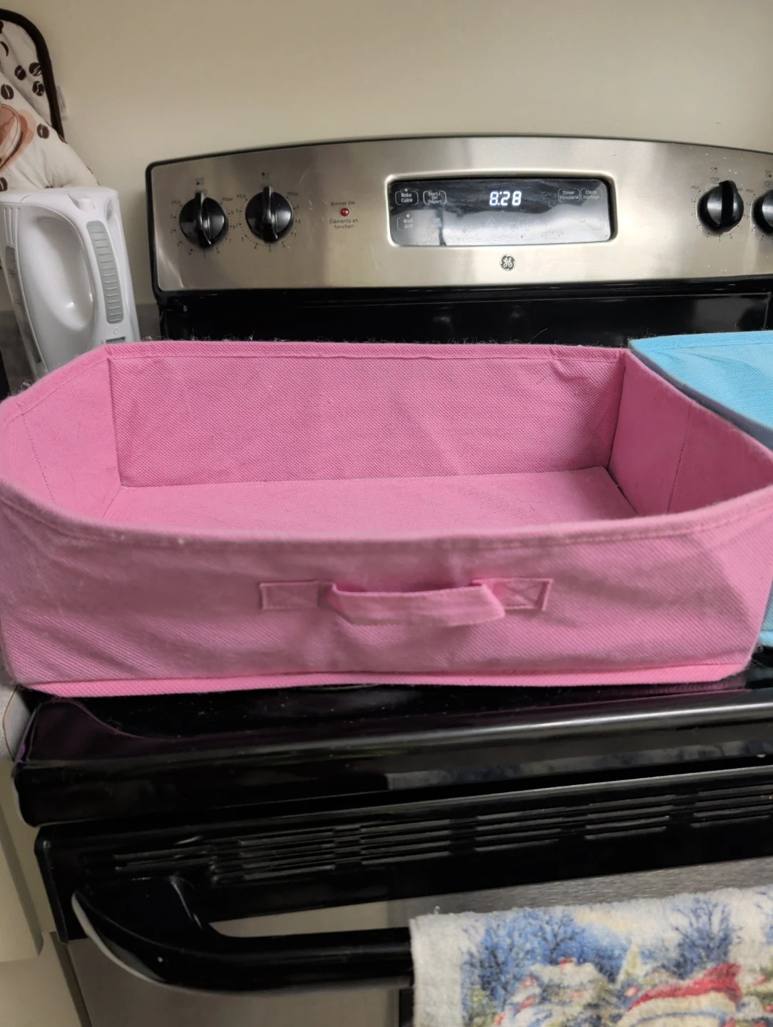 Two Fabric Storage Bins Pink and Blue