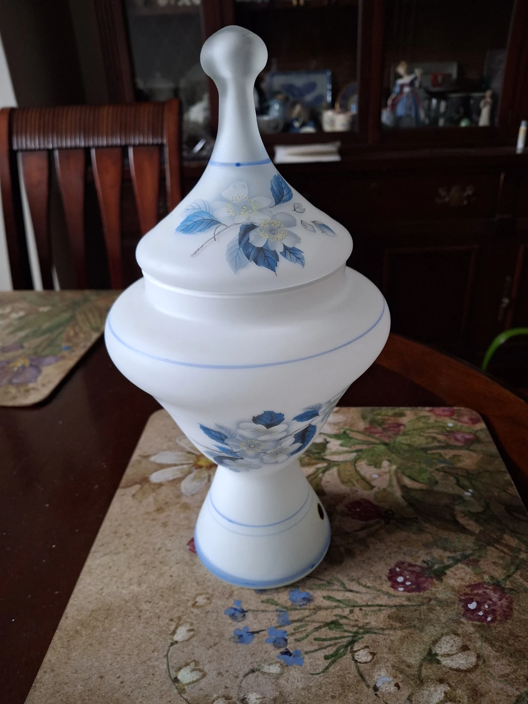 Vintage Frosted Glass Pedestal Candy Dish