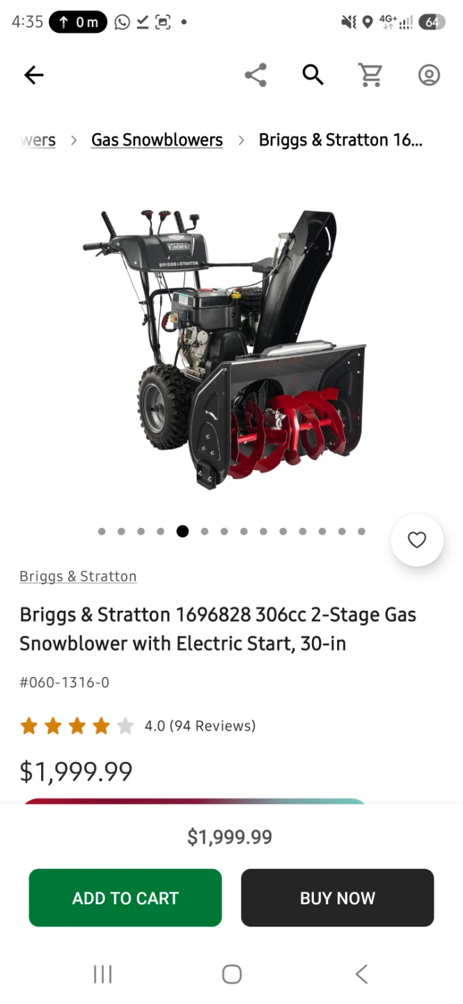 Briggs & Stratton 1024 Snowblower