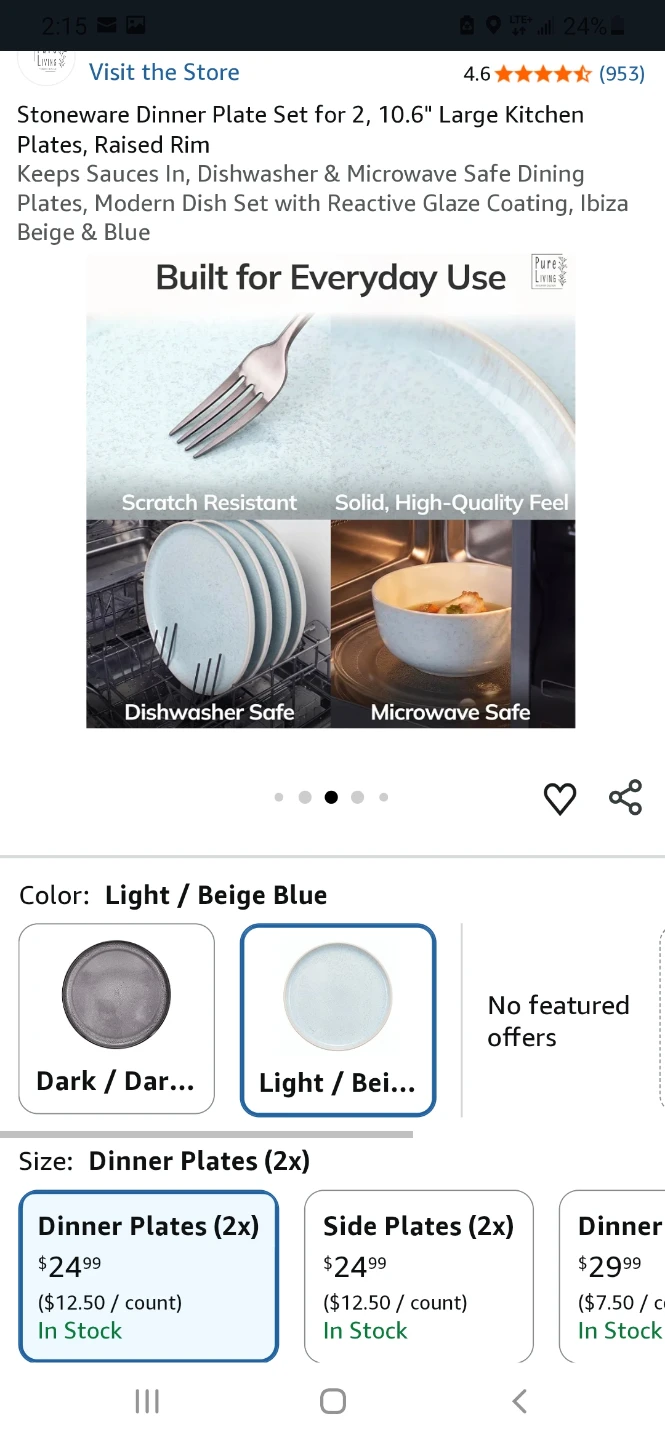 4 dinner plates & 4 Salad Plates.  PURE LIVING INTERIOR DESIGN - photo 2