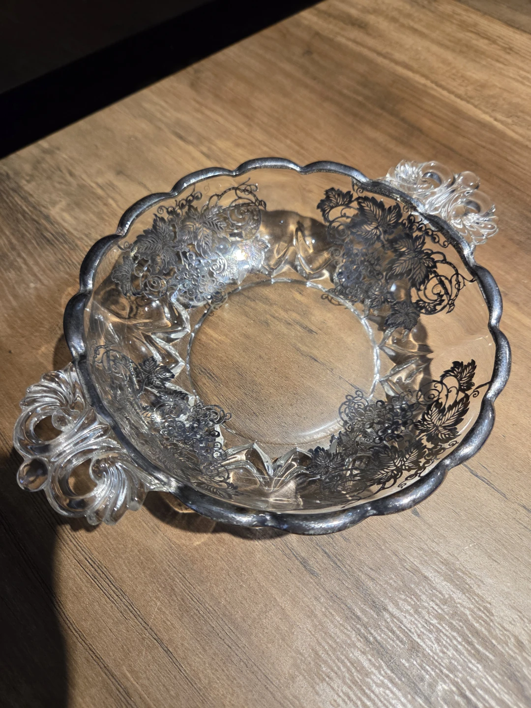 Vintage Silver Overlay Glass Candy / Serving Dish - photo 2