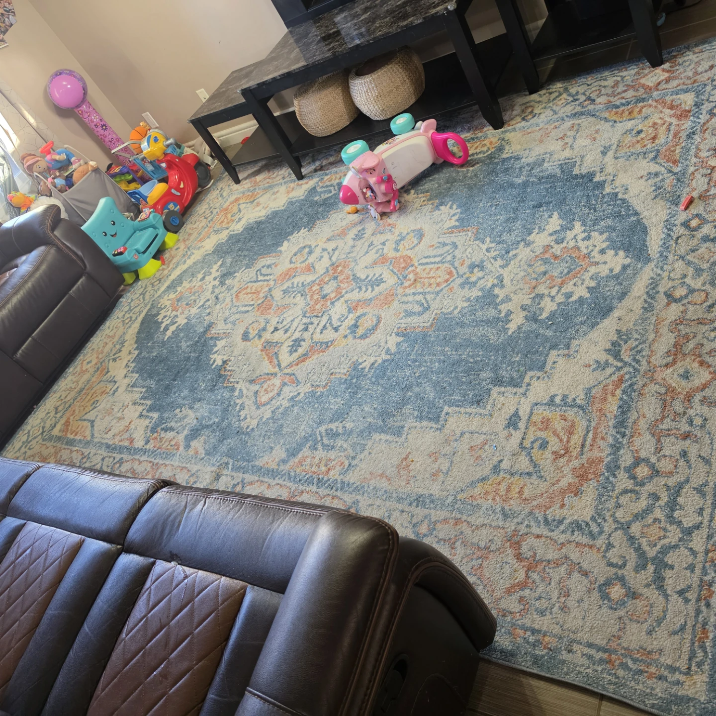 Large Blue Patterned Area Rug - photo 2