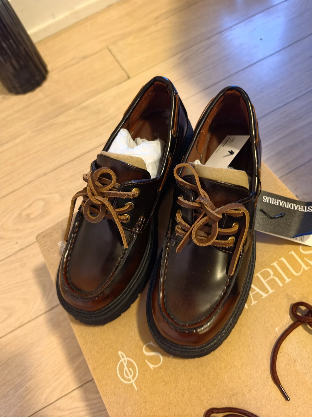 Stradivarius Dark Brown Platform Loafers Size 36 - photo 2