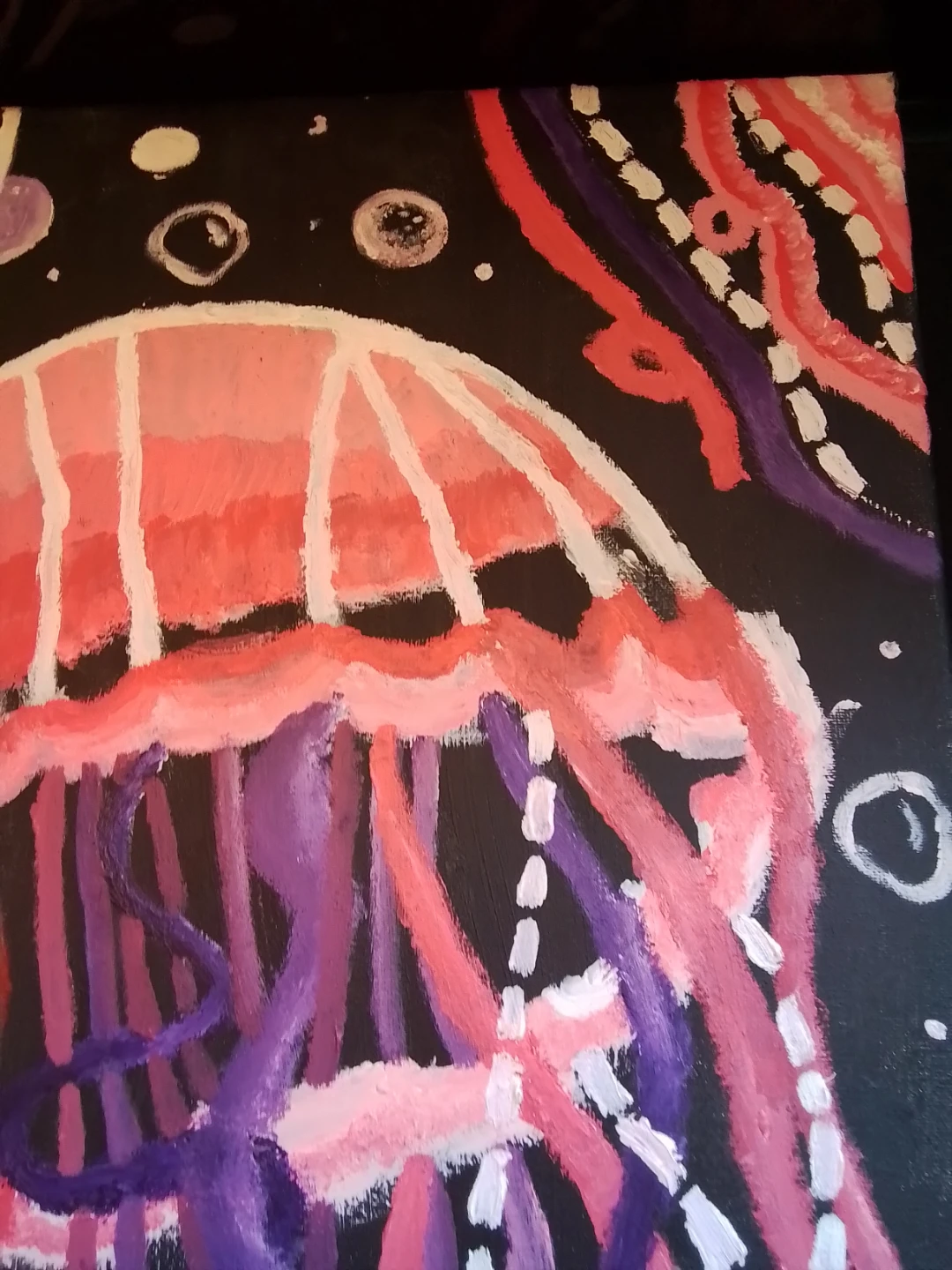 Original 18x24" Neon Jellyfish Acrylic Canvas Painting - photo 5