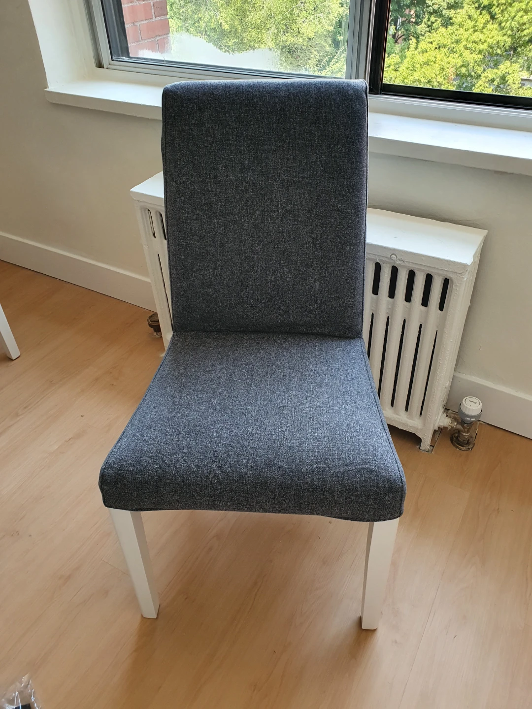 IKEA Grey Fabric Dining Chair with White Legs - photo 4