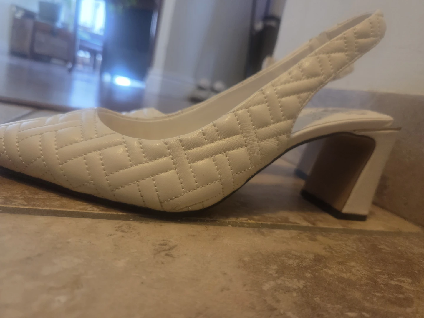 Vince Camuto White Quilted Slingback Heels - photo 3