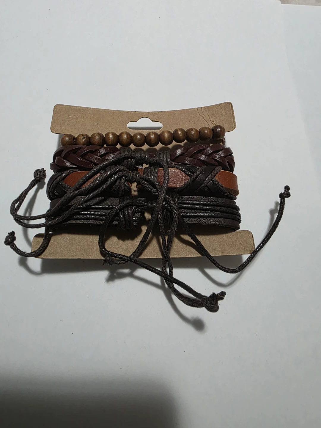 Set of 4 Brown Leather and Bead Bracelets - photo 4