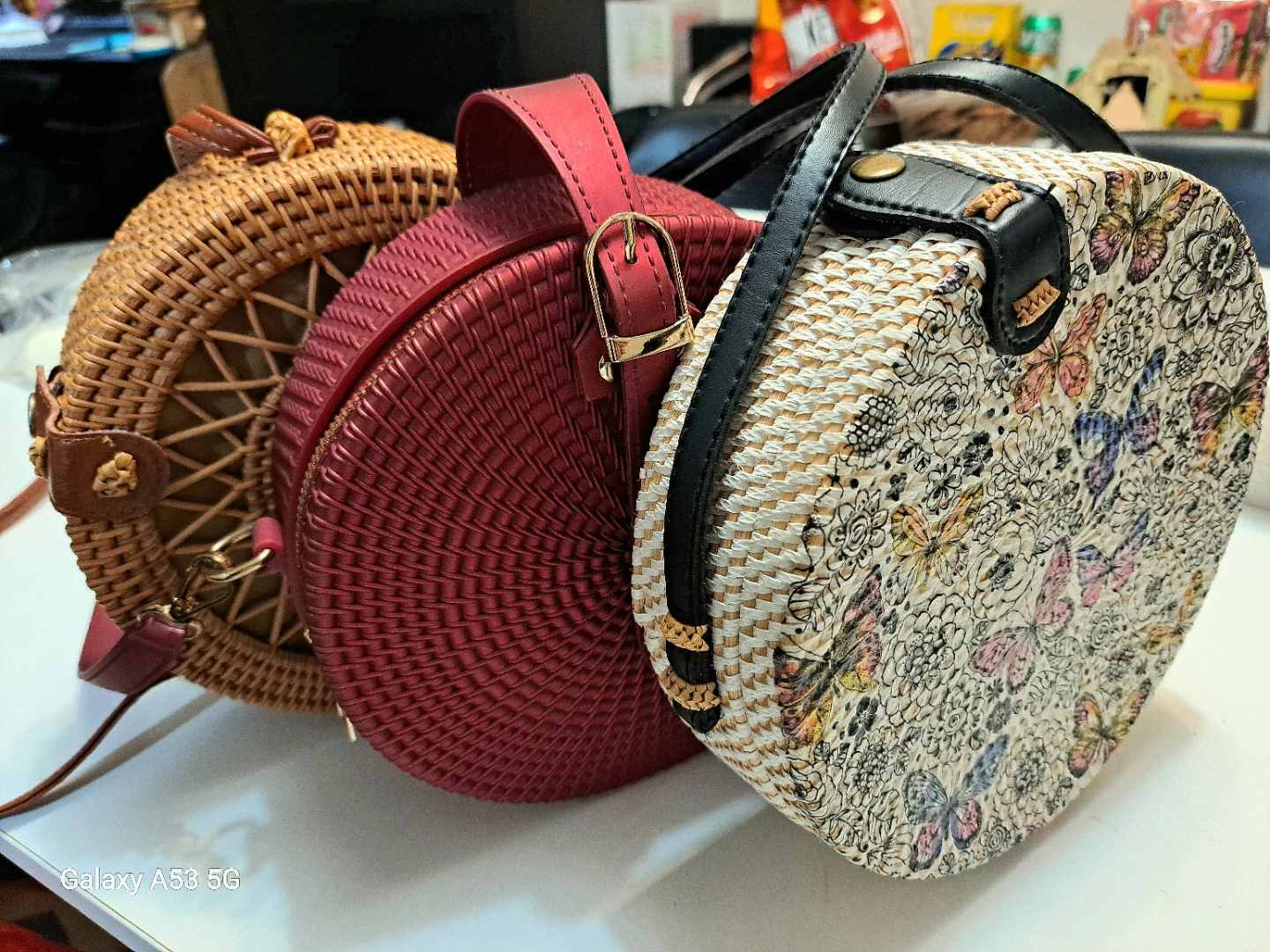 Round Woven Crossbody Bags