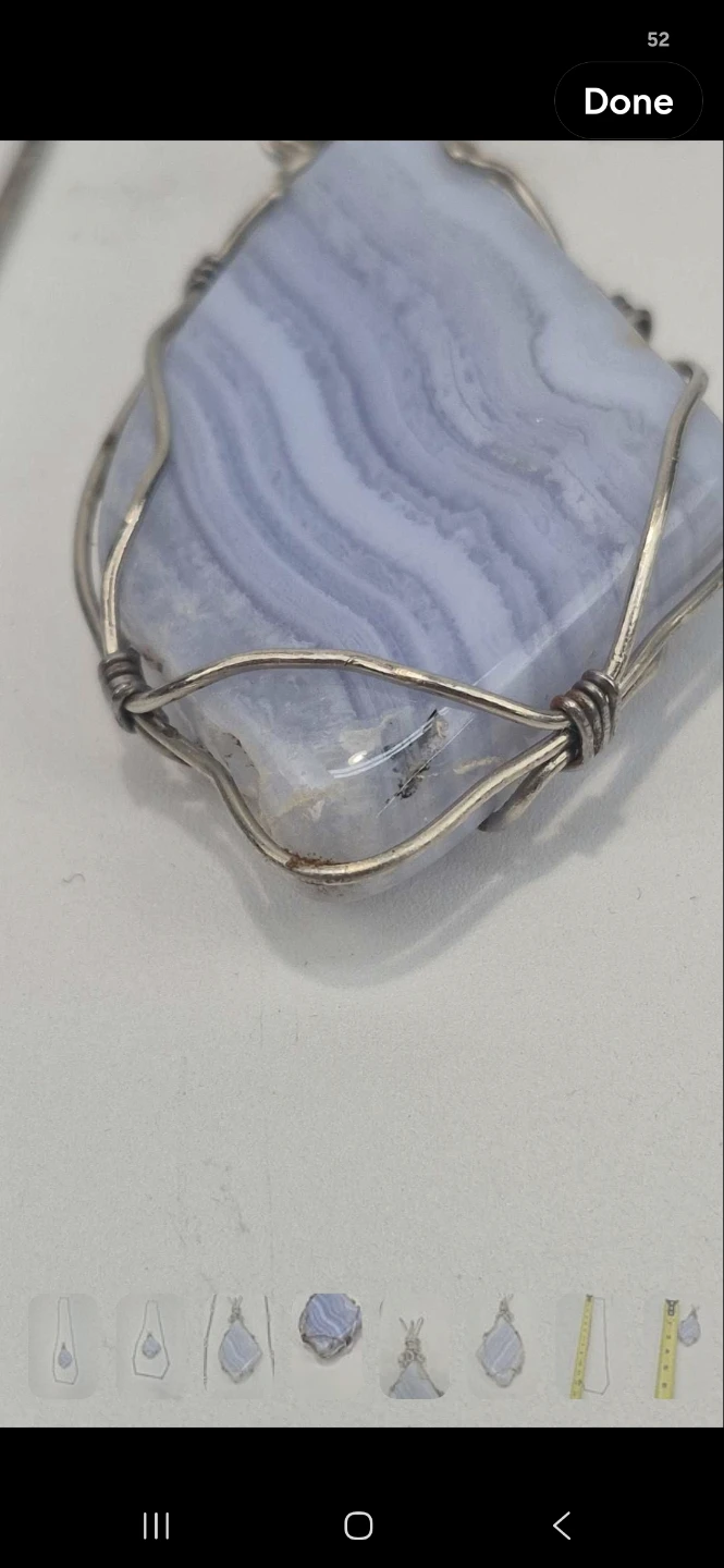 Natural Blue Lace Agate Pendant with Sterling Silver Necklace - photo 4