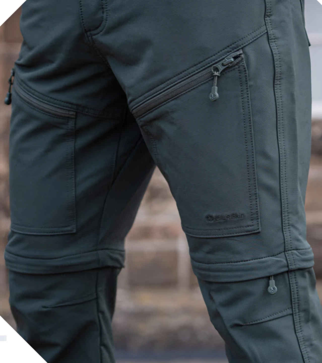 Men's Zip-off Cargo Pants.BÆRSkin Water-Repellent. Green XXL. - photo 5