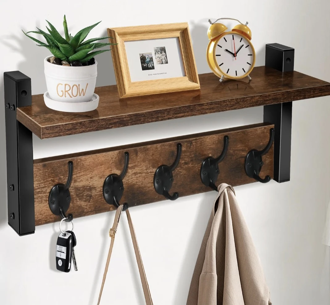 Wall Mounted Shelf With Hooks