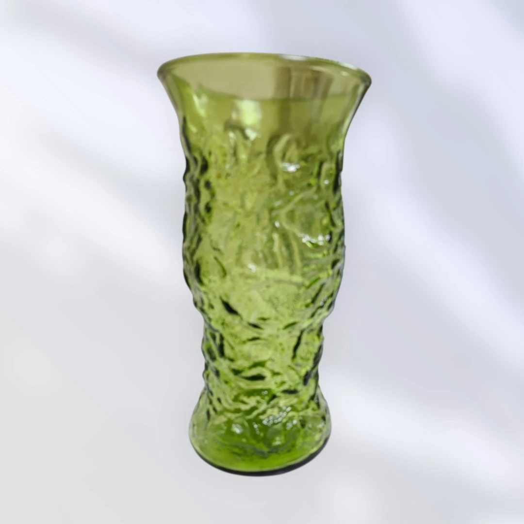 Vintage EO Brody Co. Green Crinkle Glass Vase - photo 2