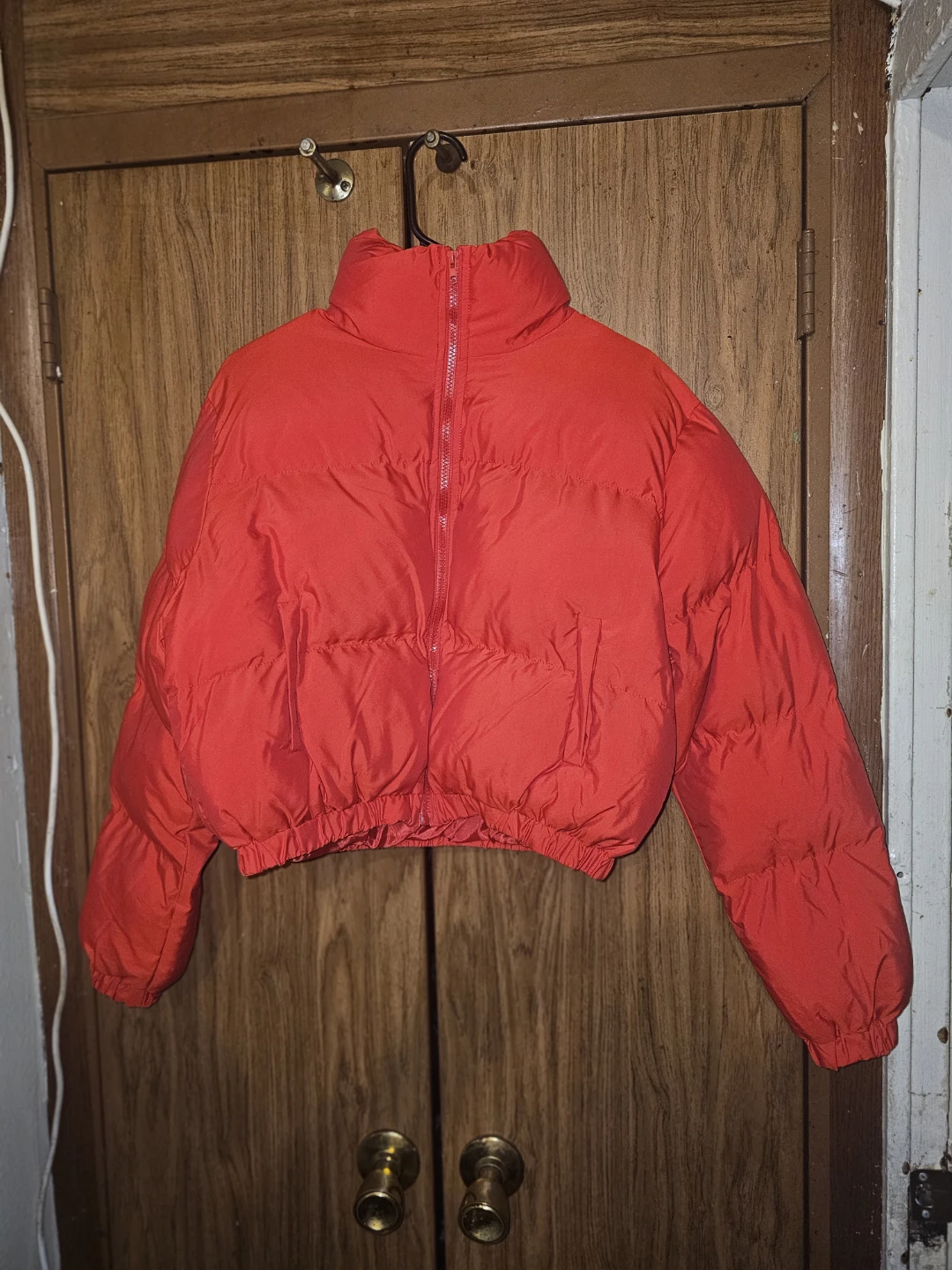 Red Cropped Puffer Jacket