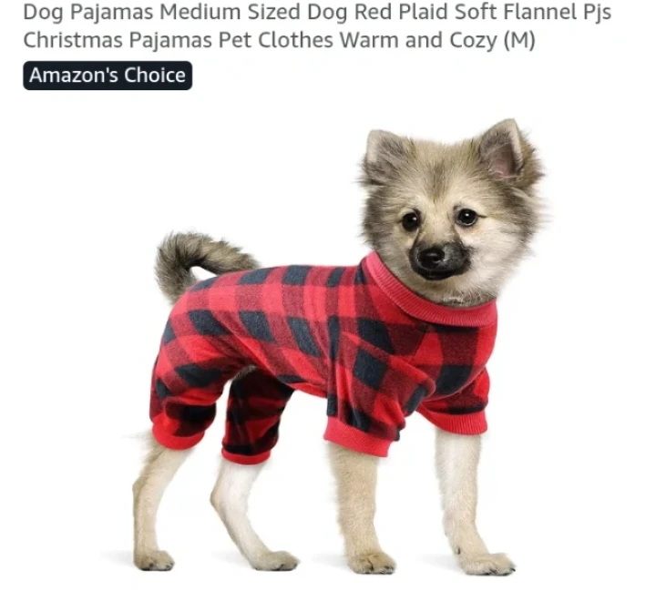 Red Plaid Dog Pajamas Medium 🏈
