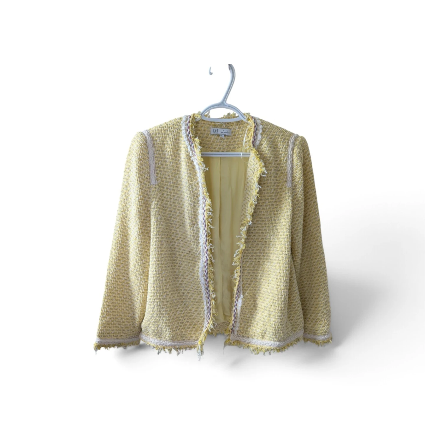 Zara TRF Yellow Tweed Jacket-size Small - photo 2