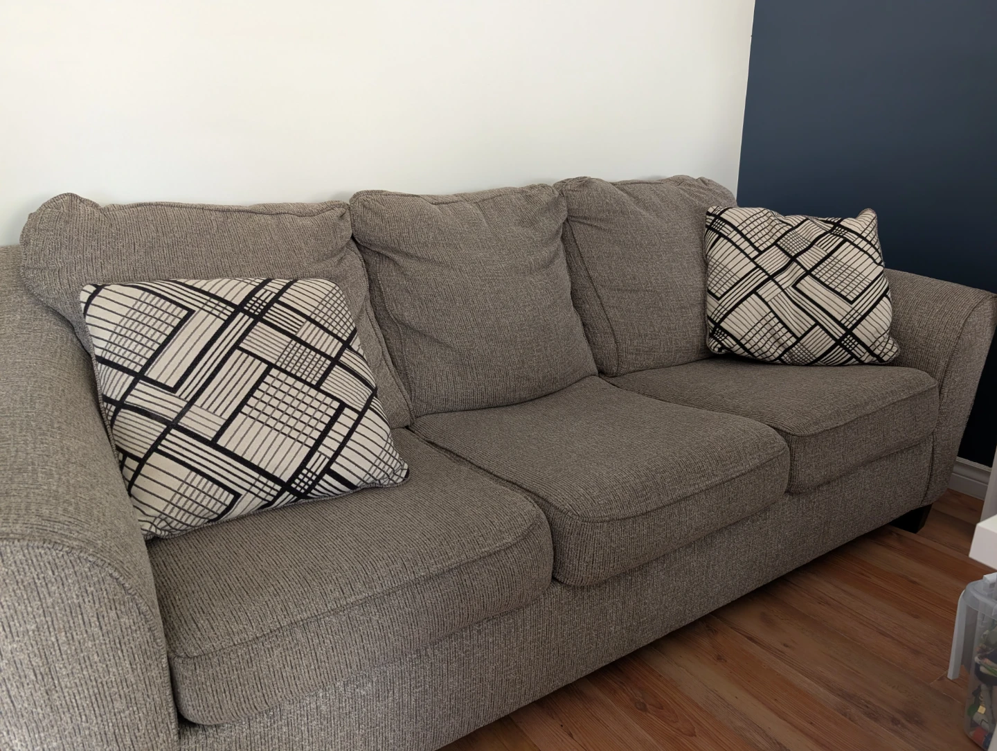 Three-Seater Grey Fabric Sofa