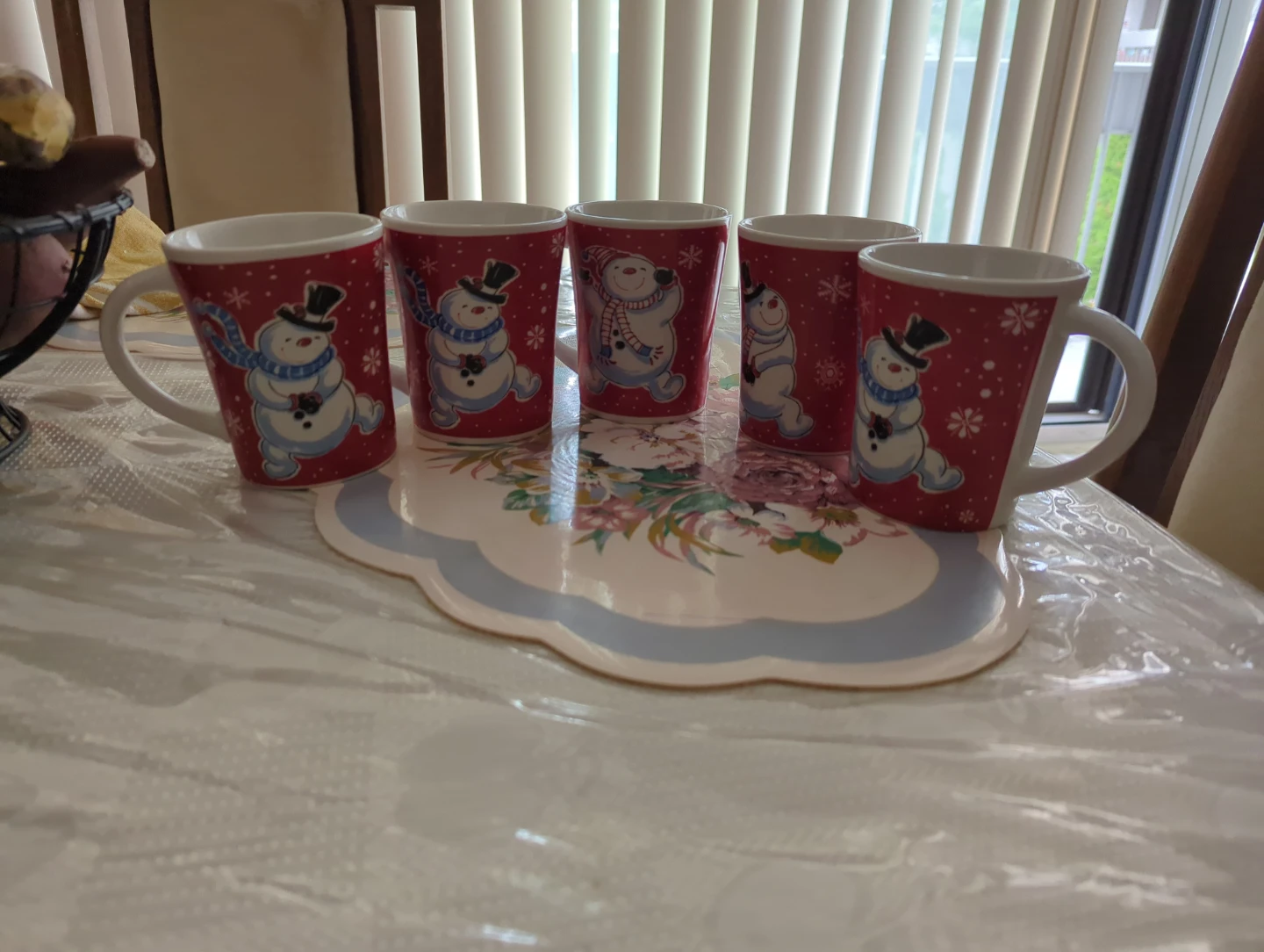 Set of 5 Christmas Snowman Mugs