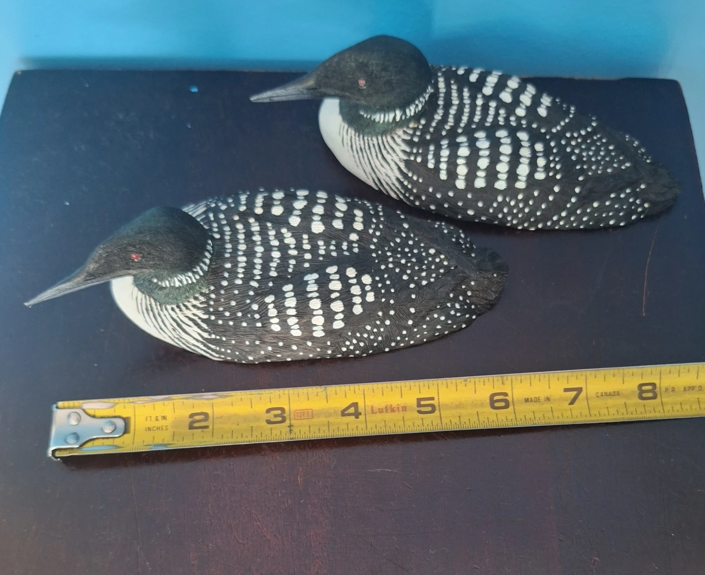 Vintage Signed 1989 S. Robinson Hand-Carved Wooden Loon Decoys - photo 3