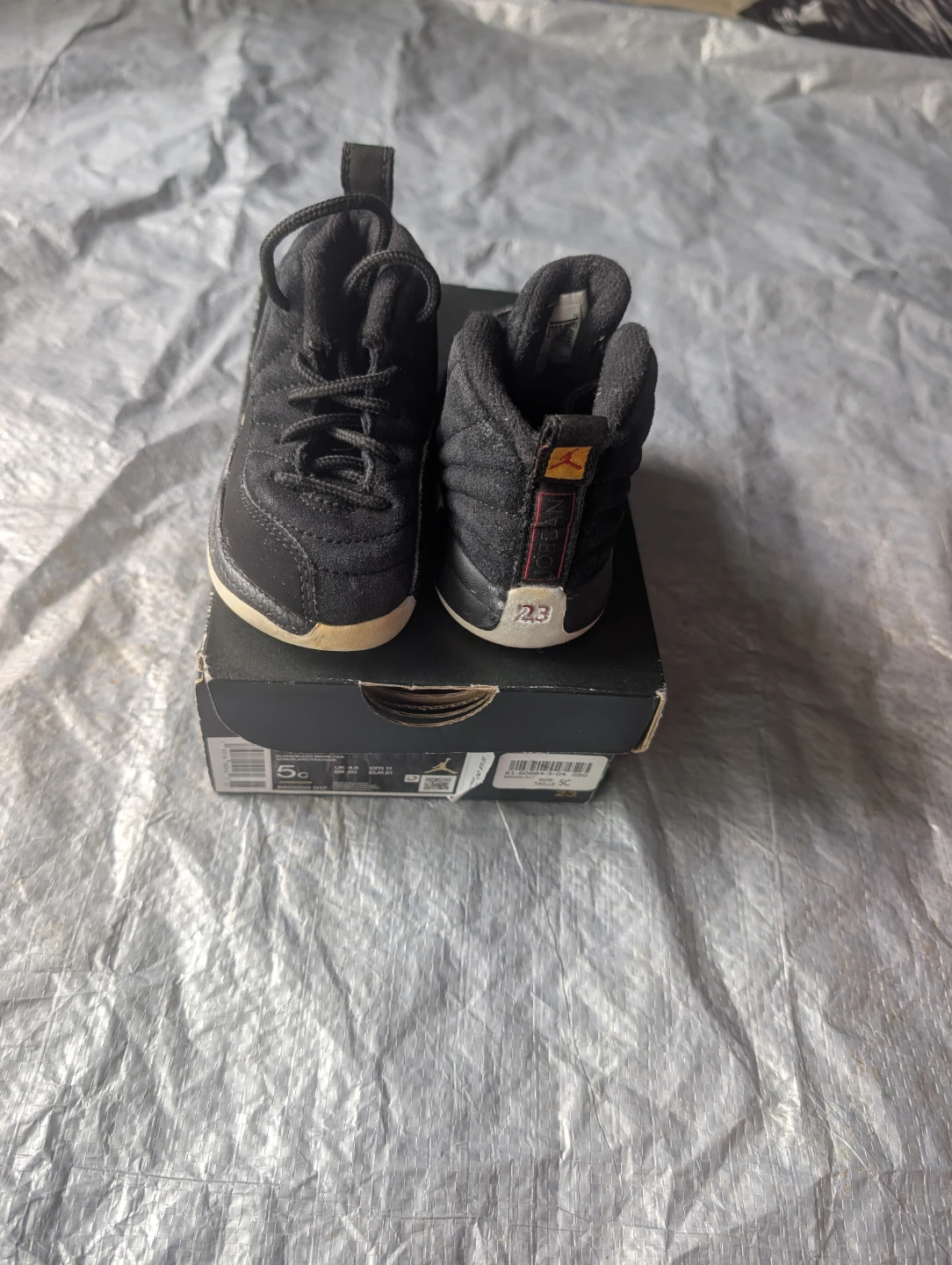 Jordan 12 Retro Black/White-Taxi Toddler Shoes - photo 2