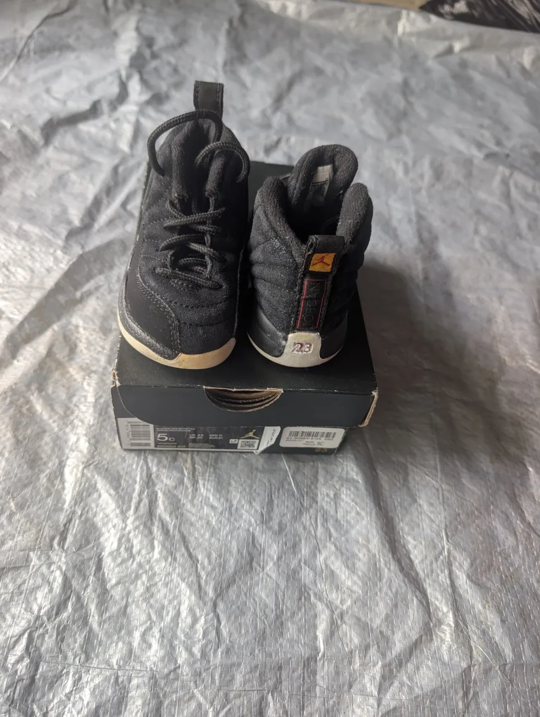 Jordan 12 Retro Black/White-Taxi Toddler Shoes - photo 2