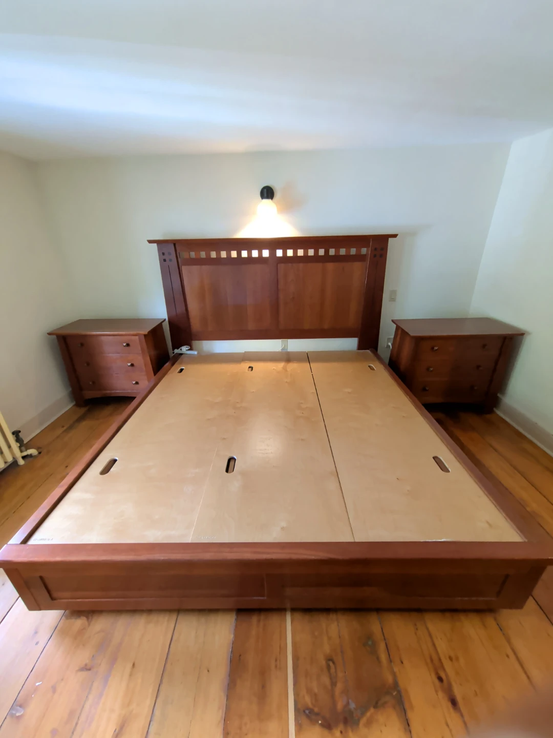 Solid Wood King Bedroom Set - Storage Bed Frame & 2 Nightstands
