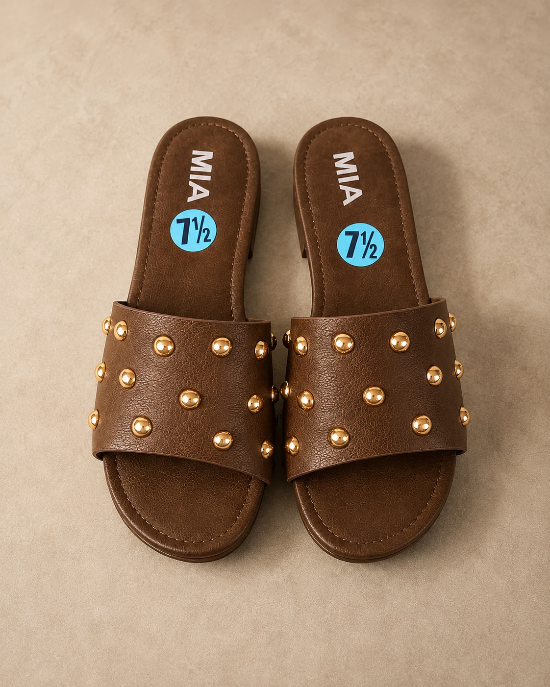 MIA brown studded slides - photo 2