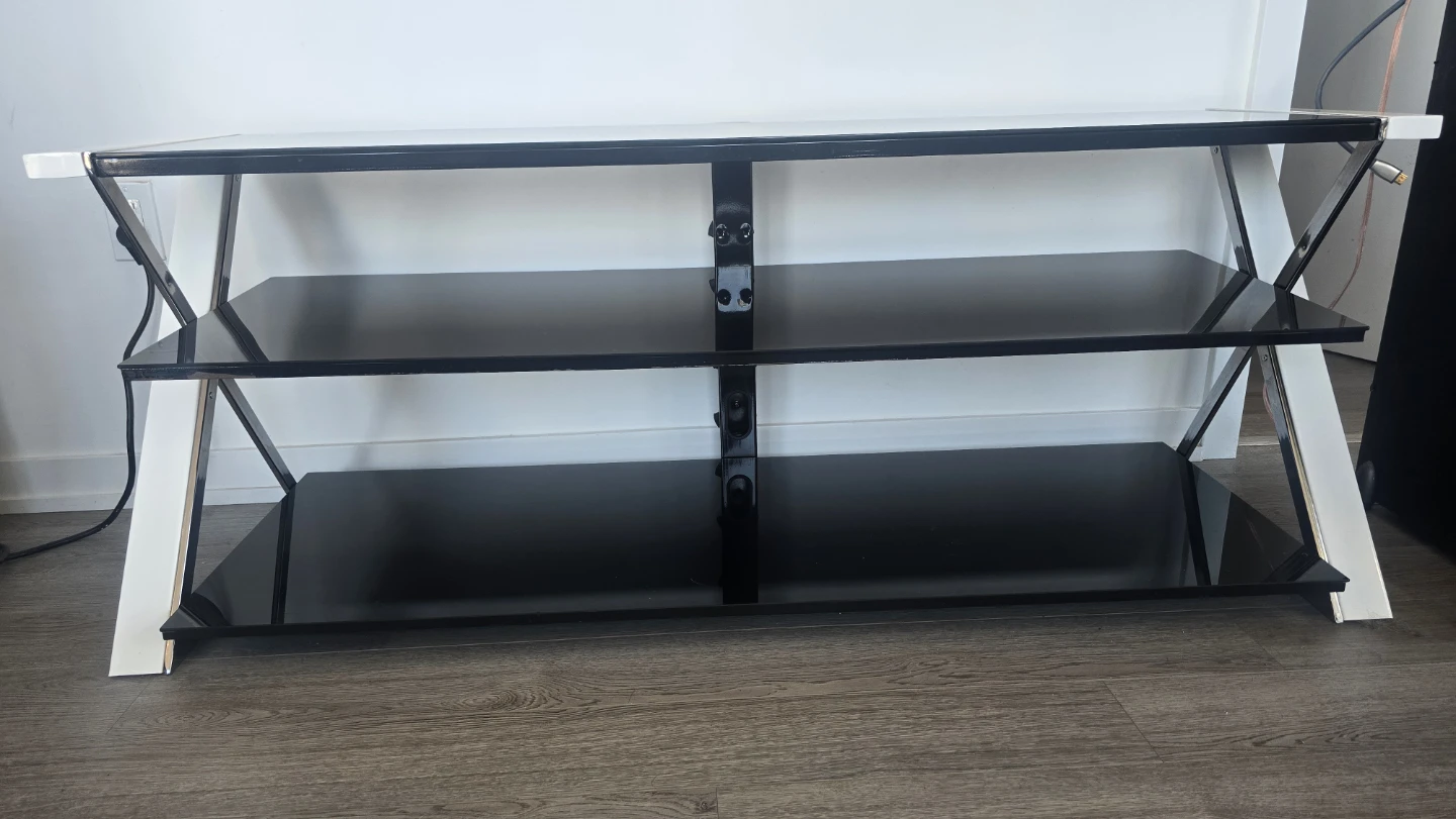 Modern Black Glass 3-Tier TV Stand (Fits 65" TV) - photo 2