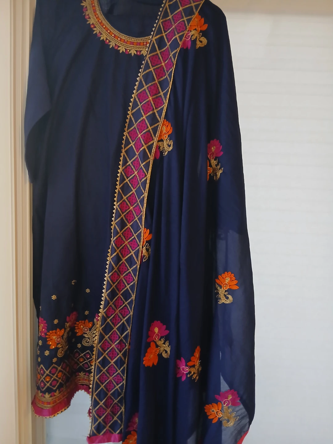Embroidered Navy Salwar Kameez Set - photo 5