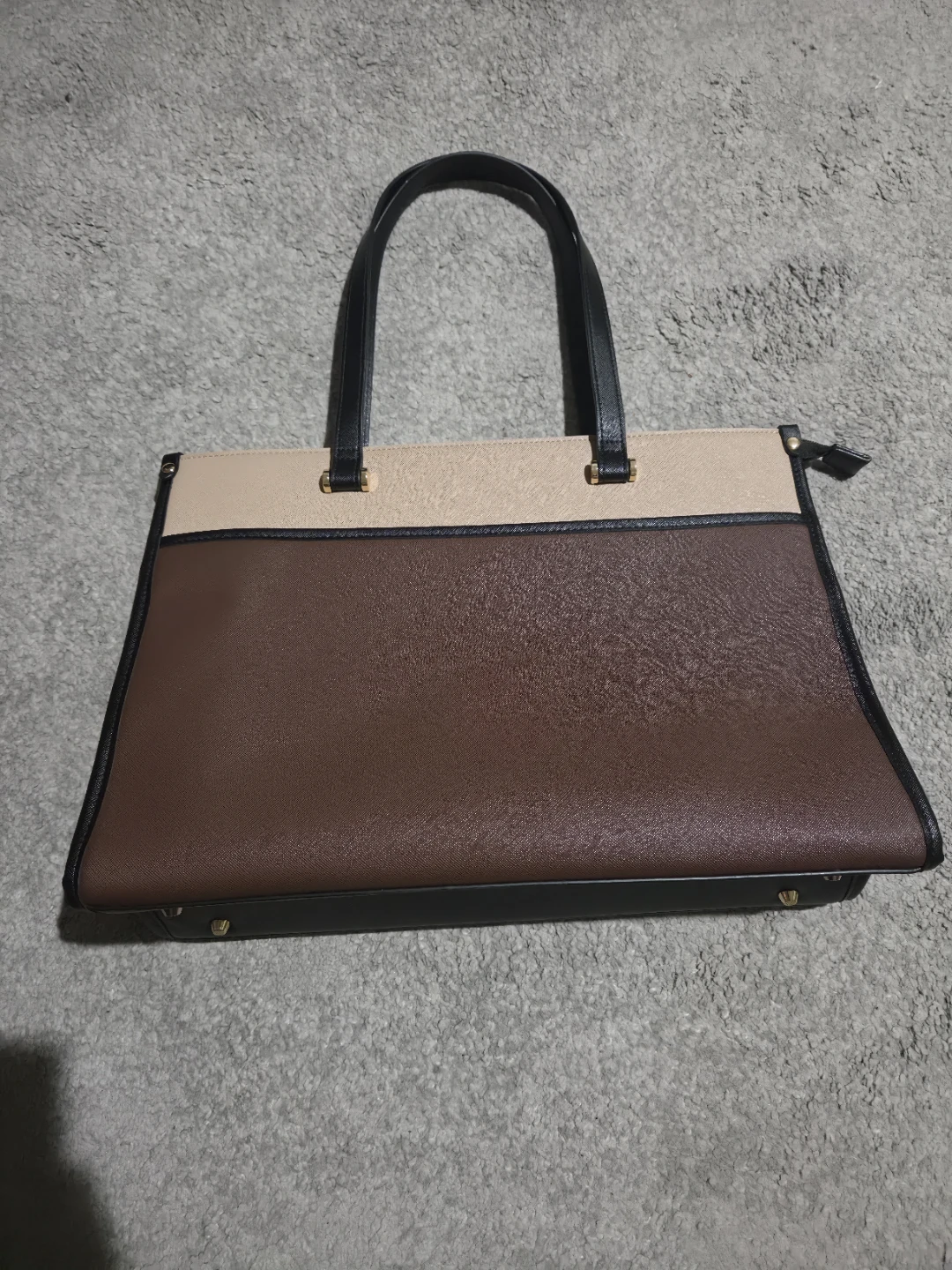 Three-Tone Structured Tote Bag