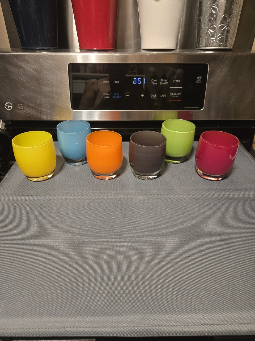 Hand-Blown Rainbow Art Glass Tumbler Cups (Set of 6)