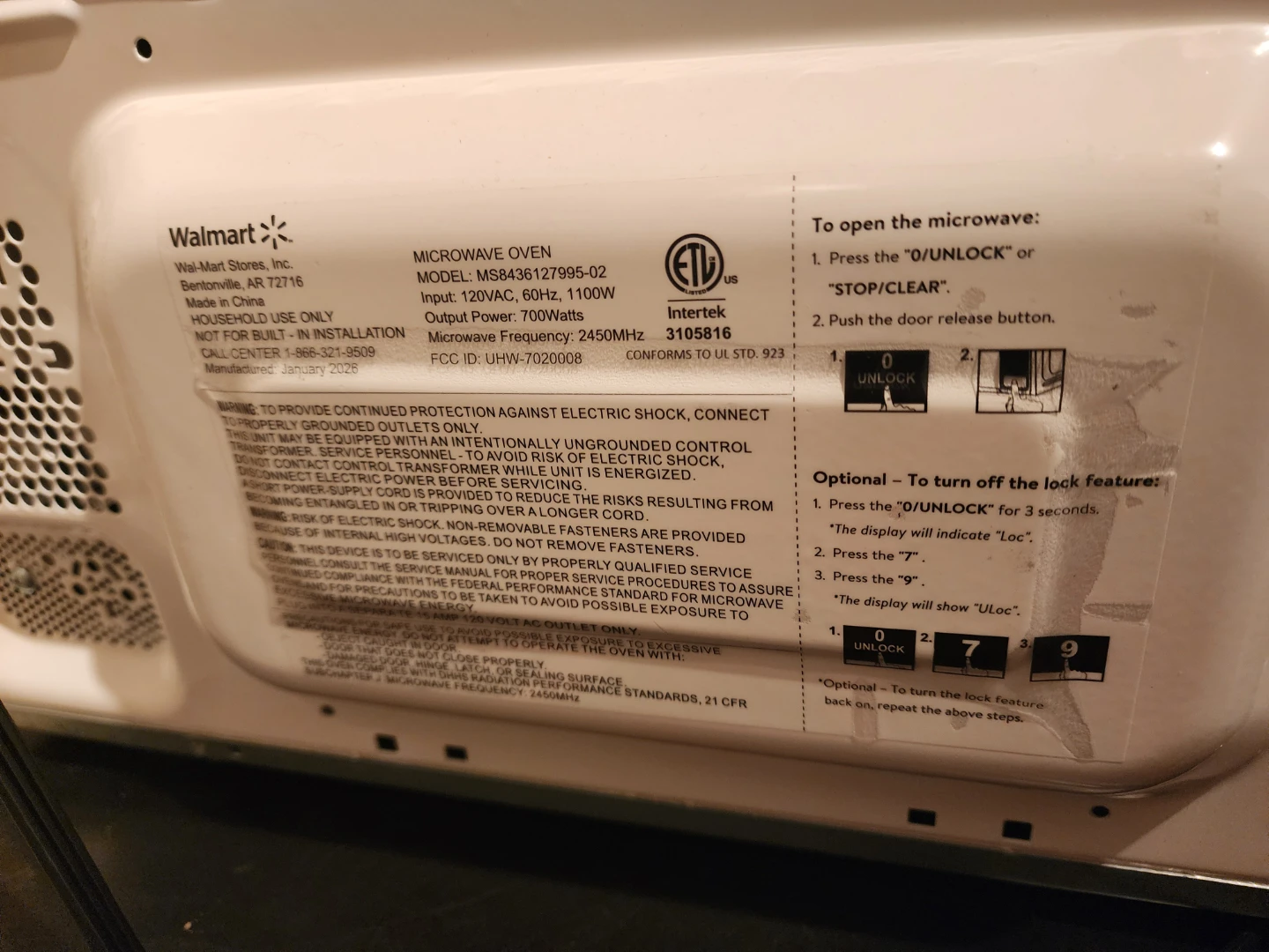 Walmart Microwave Oven - 700 Watts - photo 3