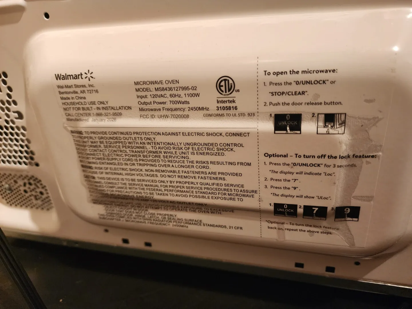 Walmart Microwave Oven - 700 Watts - photo 3