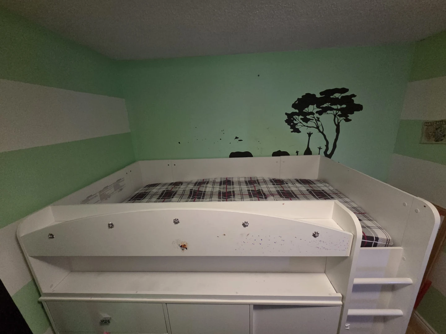White Kids Loft Bed with Storage and Desk - photo 2