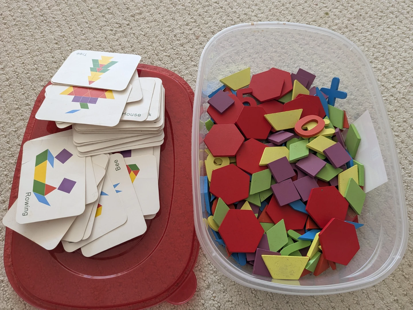 Educational Wooden Pattern Block Set with Cards