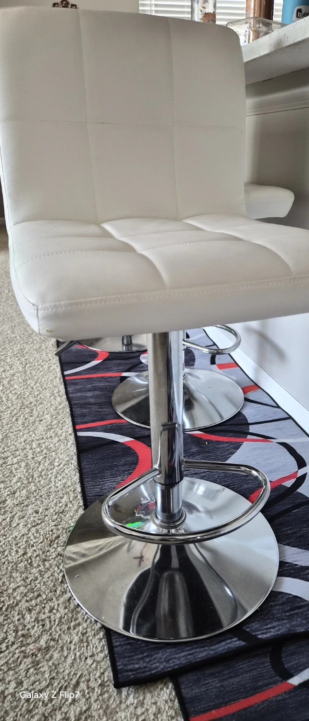 Set of 2 White Adjustable Bar Stool