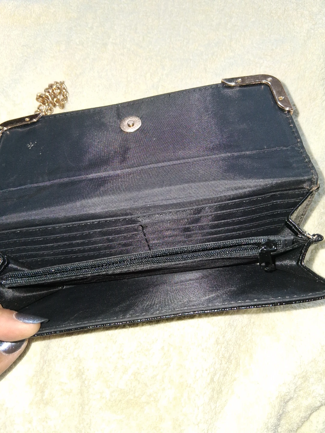 Black Textured Wallet with Chain Strap - photo 4